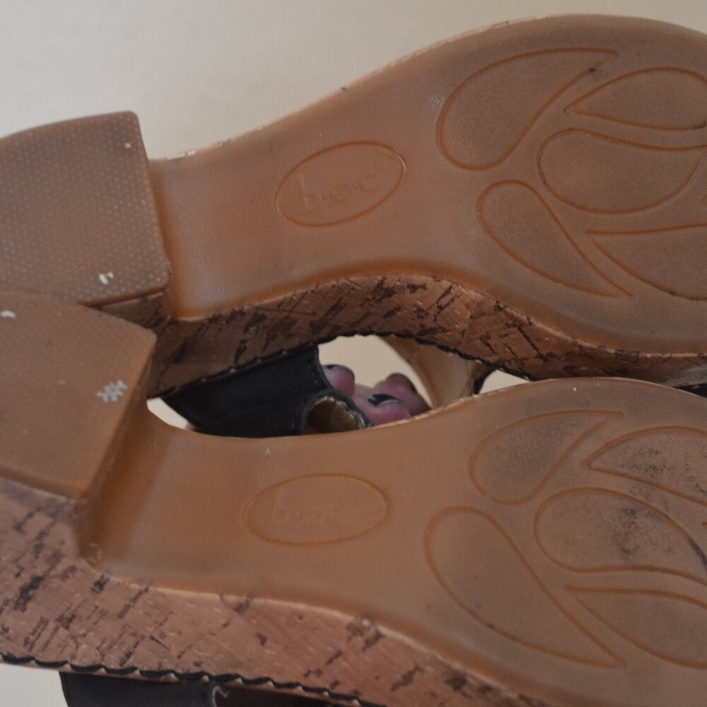 Black Sandal Slides Wood Heel Size 6 - Picture 7 of 7